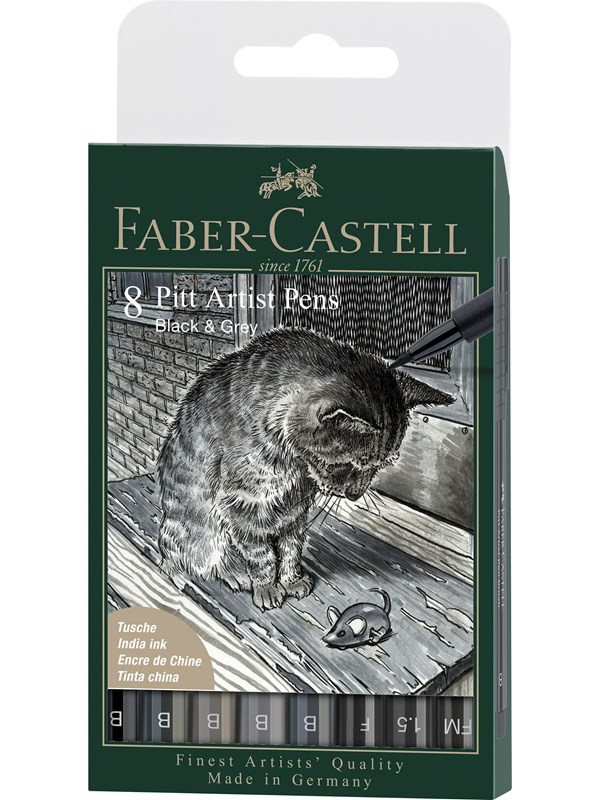 Produktfoto för Faber-Castell 167171, 8 färger, Svart, Grå, Rund, Plast, 1 styck