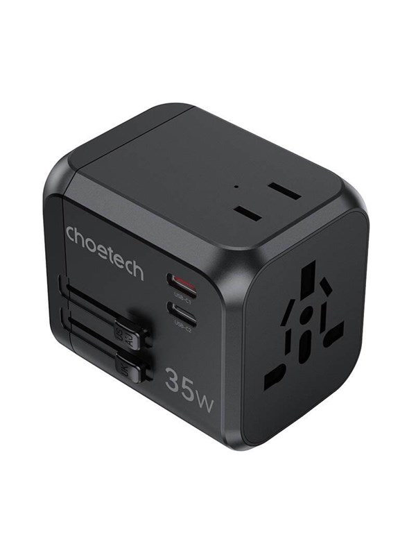 Choetech PD5008 travel charger 3xUSB-A 2xUSB-C GaN 35W US/EU/UK/AU (black)