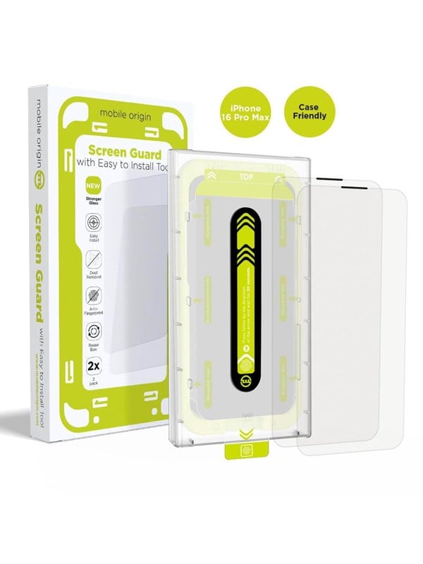 Mobile Origin Screen Guard with easy applicator - 2 pack - iPhone 16 Pro Max
