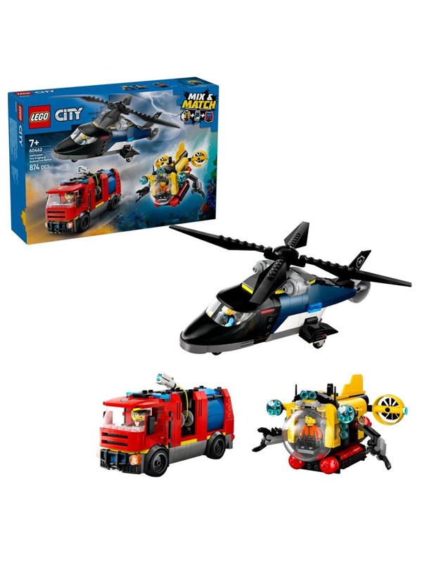 Alternativ bild 0 för LEGO City 60462 Helikopter, brandbil och ubåt