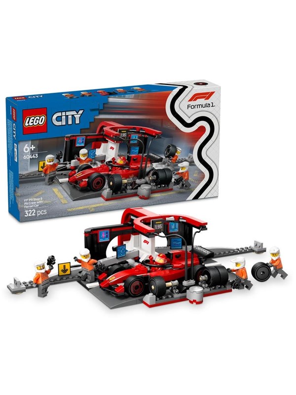 Alternativ bild 0 för LEGO 60443 F1® depåstopp & depåteam med Ferrari bil