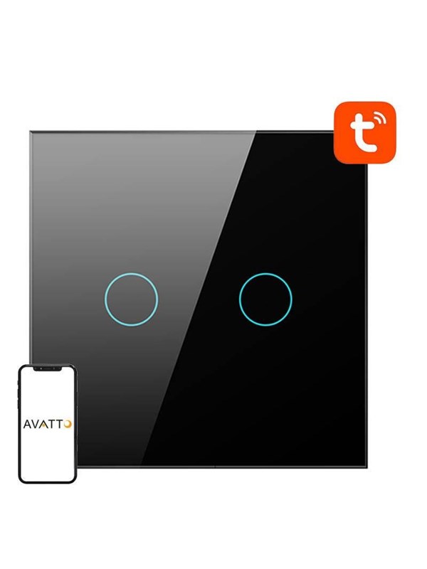 Avatto Smart Light Switch WiFi TS02-EU-B2 2 way (black)