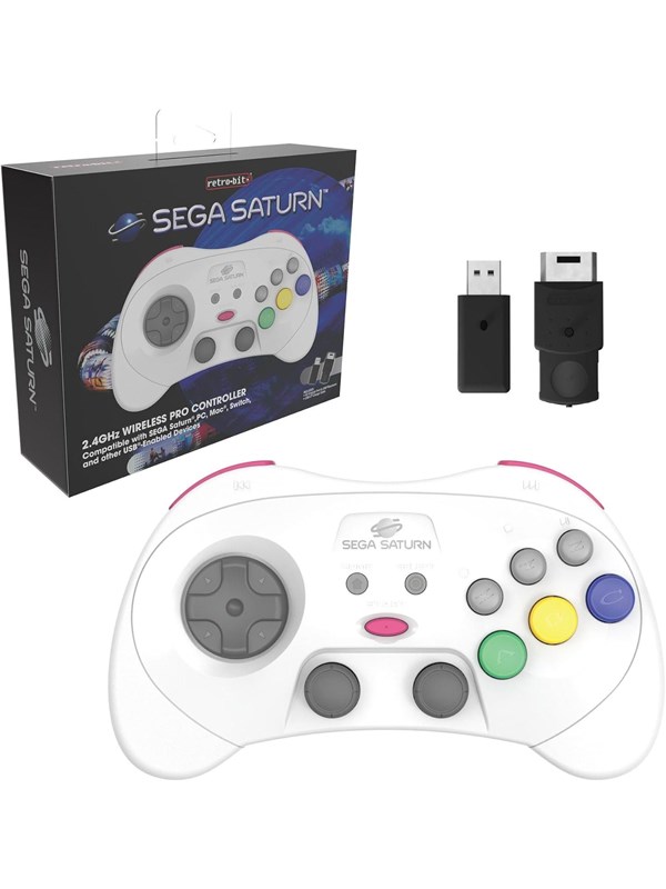 Retro-Bit PRO - White - Wireless Controller - Sega Saturn