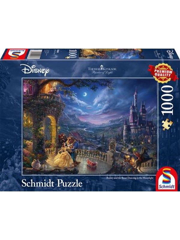 Schmidt Puzzle - Thomas Kinkade: Disney - The Beauty and the Beast Dancing in the Moonlight (1000 pieces) 2D Pussel