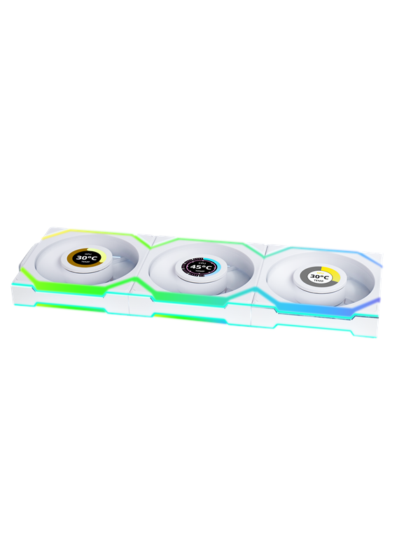 Lian Li UNI FAN SL Wireless LCD Reverse (3-pack) – Chassi fläkt – 120mm – Vit med RGB LED – 31 dBA