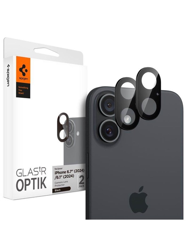 Alternativ bild 0 för Spigen Glass tR Optik 2 Pack for iPhone 16/16 Plus - Black
