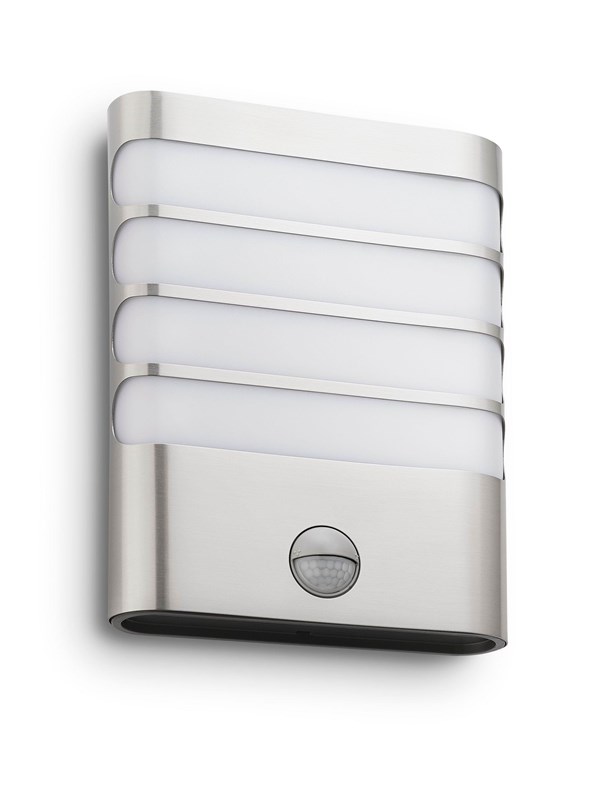 Produktfoto för Philips myGarden Raccoon vägglampa 4 W, Väggbelysning för utomhusbruk, Rostfritt stål, Rostfritt stål, IP44, Trädgård, Terass, II