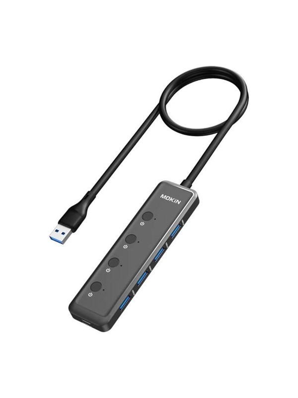 Mokin 5 In 1 Usb A3.0 To 4xusb A 1xusb C Dc Hub Black Usb Hub Usb 3.0 5 Porte Svart