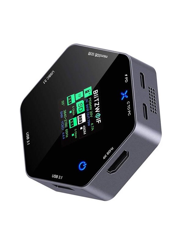 BlitzWolf 8in1 docking station BW-TH16 USB 100W LCD Smart Display USB Hub