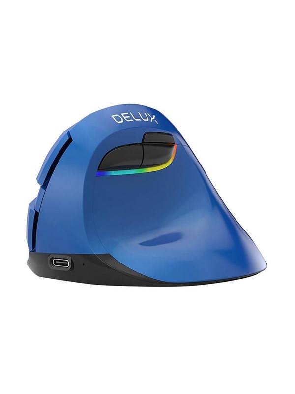 Delux Wireless Vertical Mouse M618mini Bt4.0 2.4ghz 4000dpi Rgb Blue Ergonomisk Mus 6 Knappar Blå