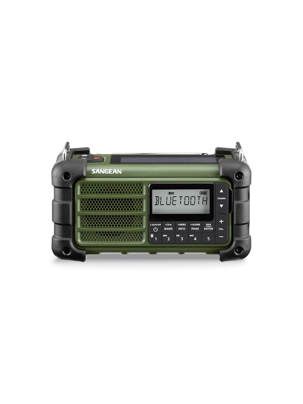 Sangean MMR-99 - AM/FM - Bluetooth - AUX - Hand Crank - Solar - Green