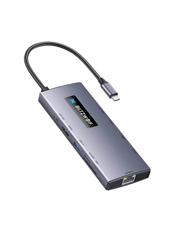 BlitzWolf Adapter 10in1 HUB BW-NEW TH8 USB Hub - USB 3.0 - 10 porte - Grey