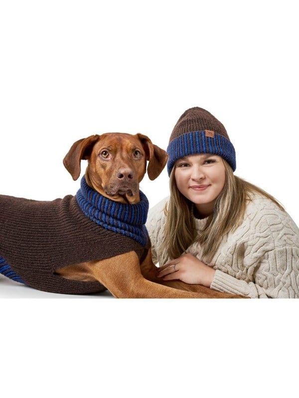 Hunter - Dogcoat Odense 35 + hat beige/blue - (203542)