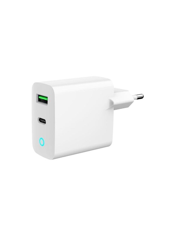 Gembird Universal USB charger with LED QC 3.0 &amp; PD 20W 2-port - White