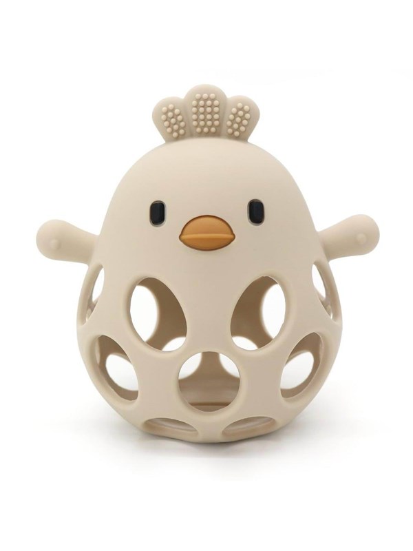 Magni Teether ball with duckling in LFGB silicone - Beige