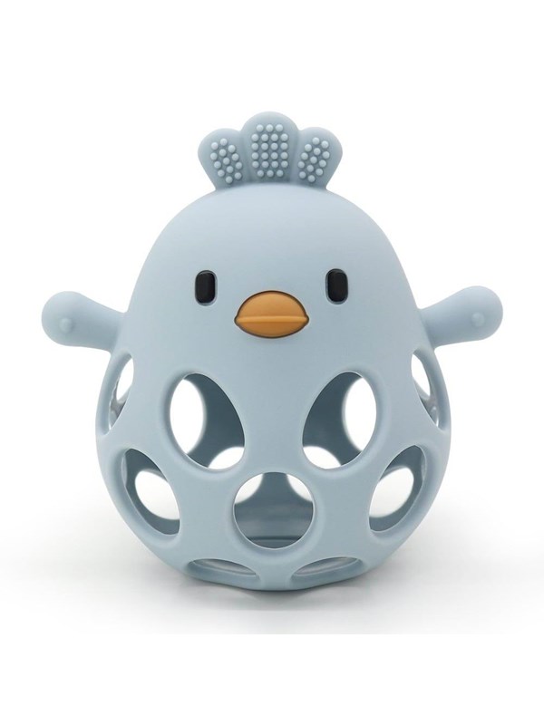 Magni Teether ball with duckling in LFGB silicone - Blue