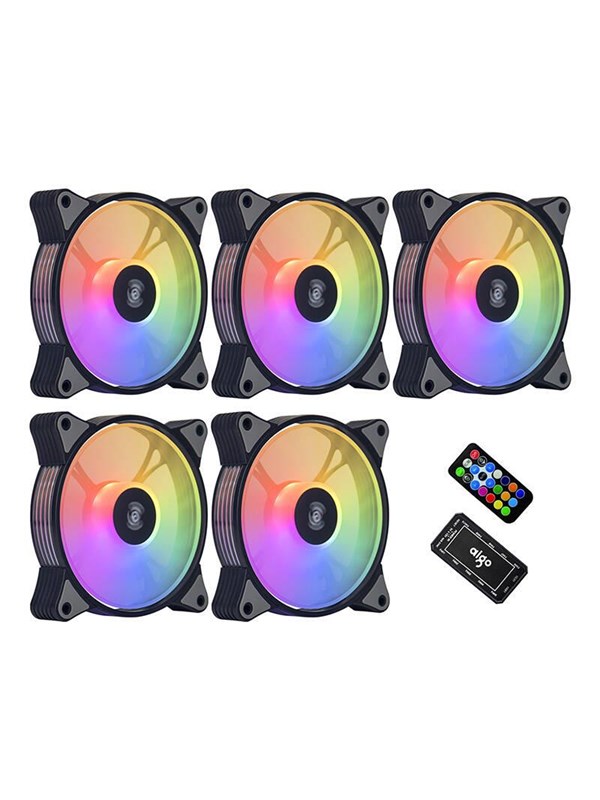 Aigo Ar12 5 In 1 Computer Fan Kit Chassi Flakt 120mm Svart 24 Dba