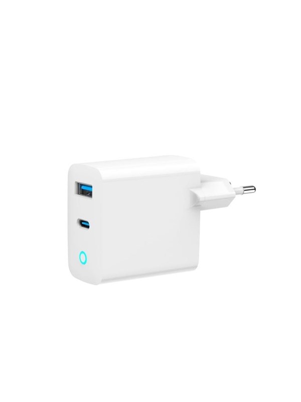 Gembird Universal GaN USB charger with LED QC 3.0 &amp; PD 65W 2-port - White