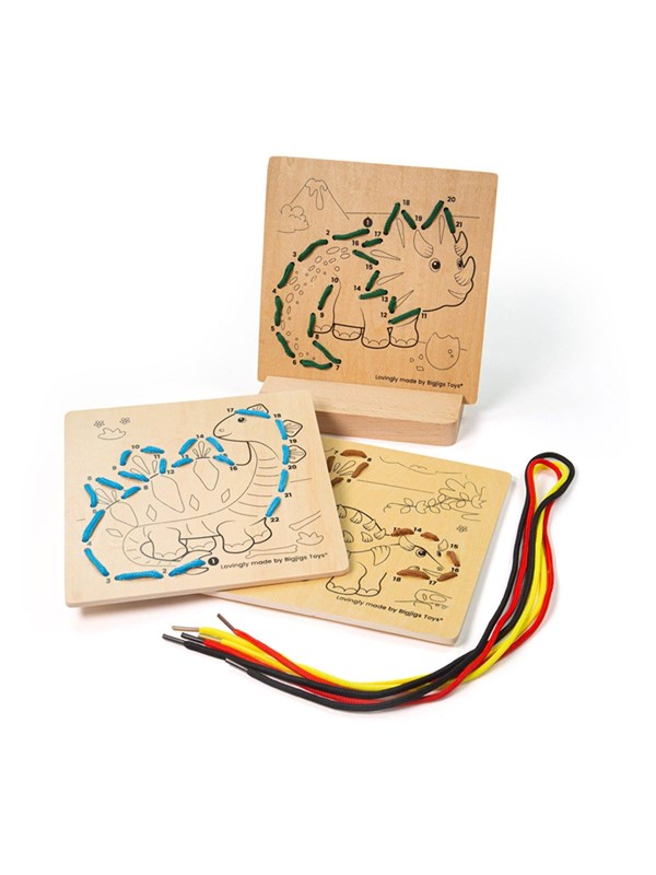 Bigjigs Threading on Number Dinosaur Wood
