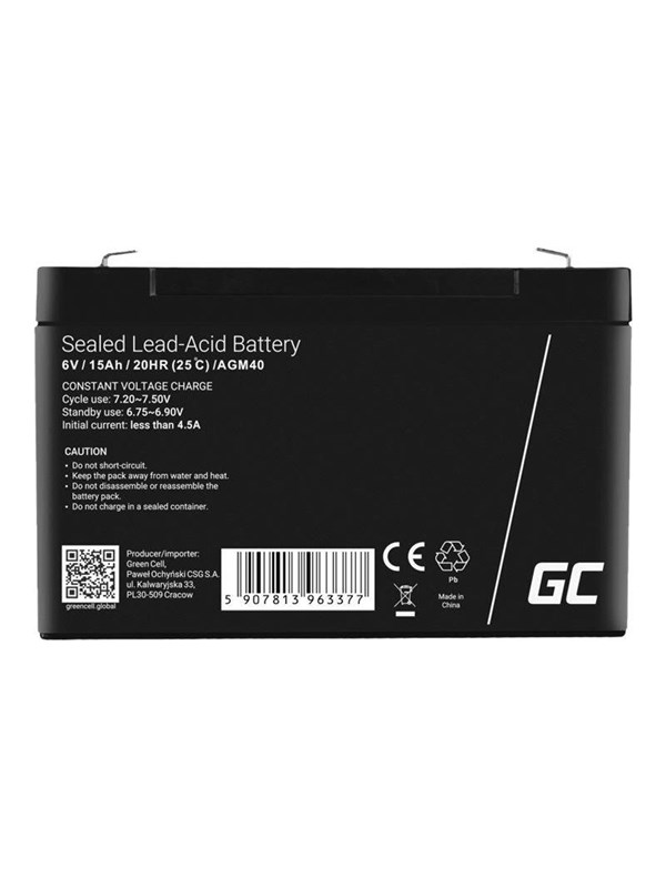 Produktfoto för Green Cell - Alarm system battery - Bly-syra - 15 Ah