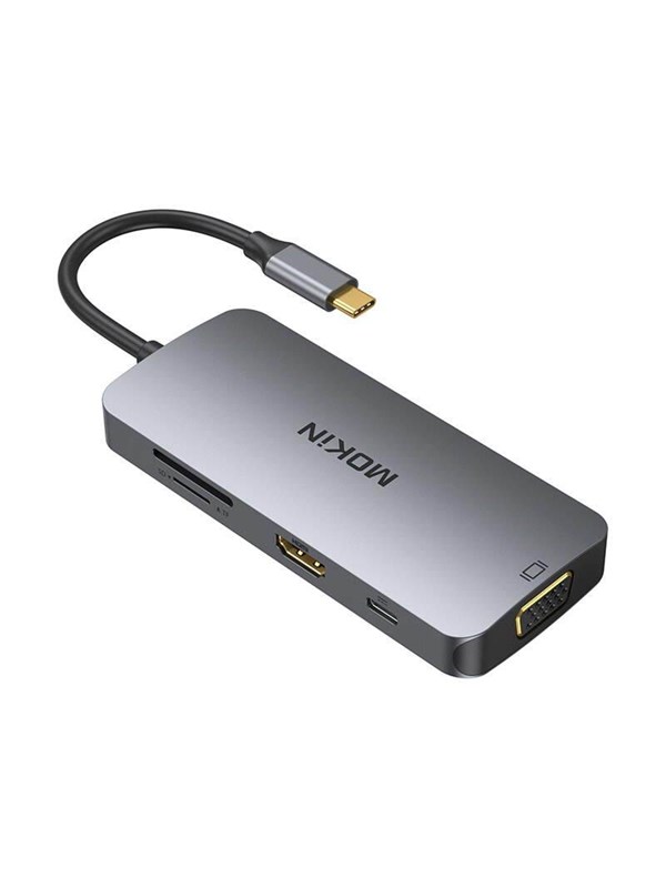 Mokin 8in1 Usb C Adapter To 3x Usb 3.0 Hdmi Usb C Vga Sd Card Reader Micro Sd Card Reader Silver Usb Hub Usb 3.0 8 Porte Silver