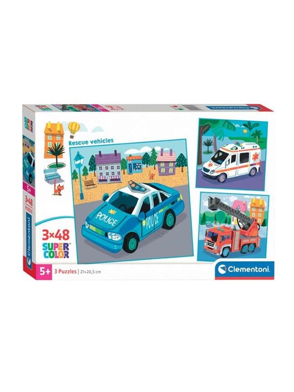 Clementoni Jigsaw Puzzle Super Color Square Emergency Services 3x48pcs. Golv