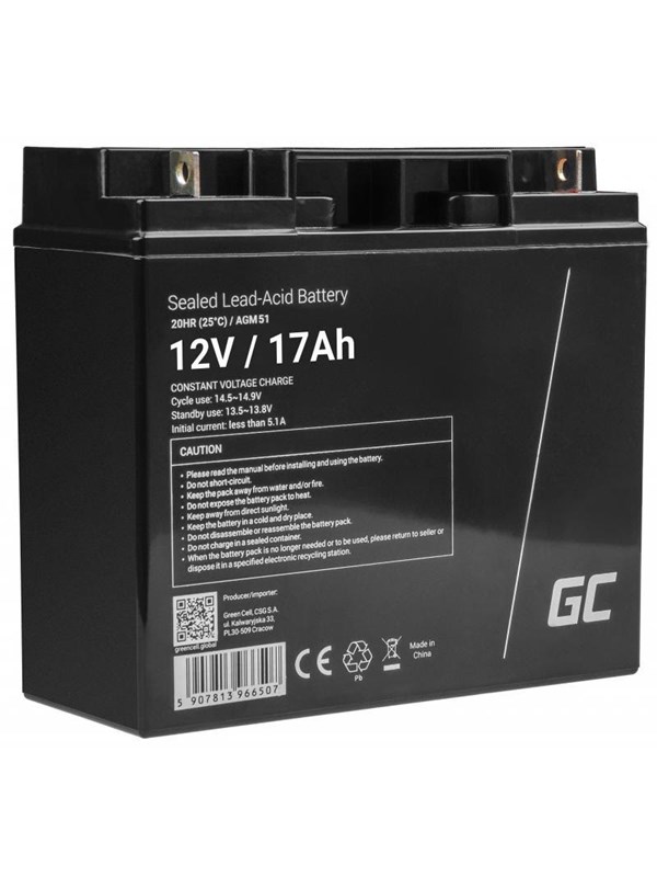 Alternativ bild 0 för Green Cell AGM - Batteri - Bly-syra - 17 Ah - svart