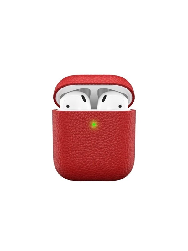 KeyBudz PodSkinz Artisan Series Leather Case - Handcrafted Leather Case for your Airpods - Red