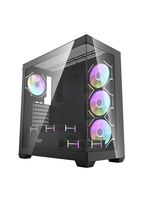 Darkflash Ds900 Computer Case Black 7 Argb Fans Chassi Miditower Svart