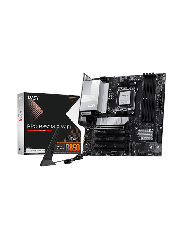MSI PRO B850M-P WIFI Moderkort - AMD B850 - AMD AM5 - DDR5 RAM - Micro-ATX