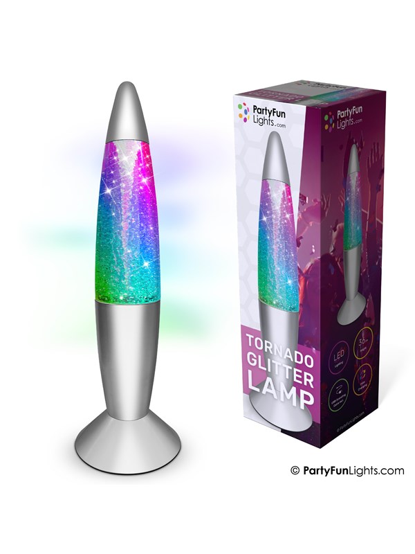 Party Funlight Tornado glitter lampe - Multifarvet H: 36cm