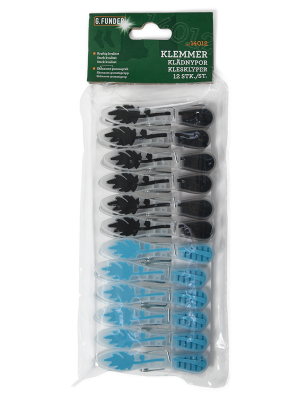G.Funder Plastic clothespin with rubber grip 12 pcs.