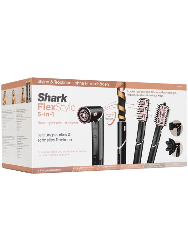 Shark Hårtork FlexStyle HD440EU - hair dryer/hair styler - black/rose gold - 1400 W
