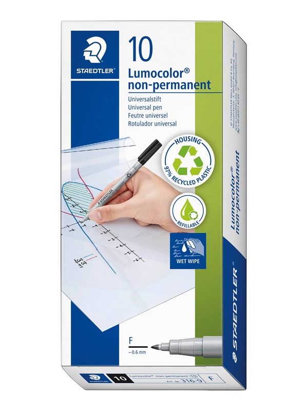 Produktfoto för STAEDTLER Lumocolor 316 - Markering - icke-permanent - svart - vattenbaserat bläck - 0.6 mm - fin