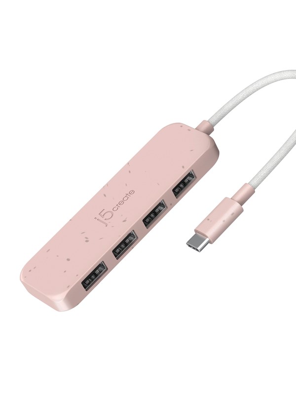 j5create JCH341ER - USB-C to 4-Port Type-A Hub USB Hub - USB 3.2 - 4 porte - Pink