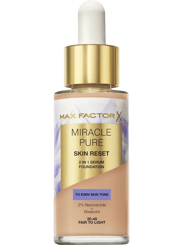Max Factor Miracle Pure 2in1 Skin Reset Serum Foundation 30-40 Fair to Light