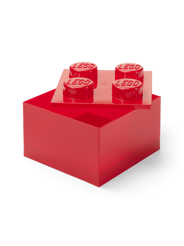 Lego Storage Brick 4 Top Lid Translucent Red