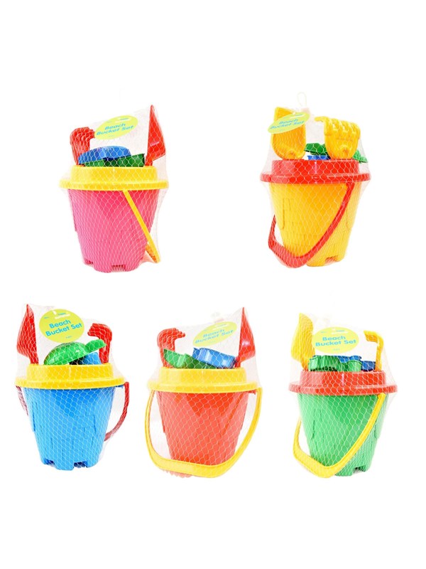 Happy Summer Beach Bucket Set 6 pcs - assorted