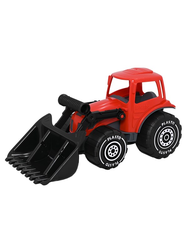 Produktfoto för Plasto Traktor med frontlastare 32 cm (Röd)