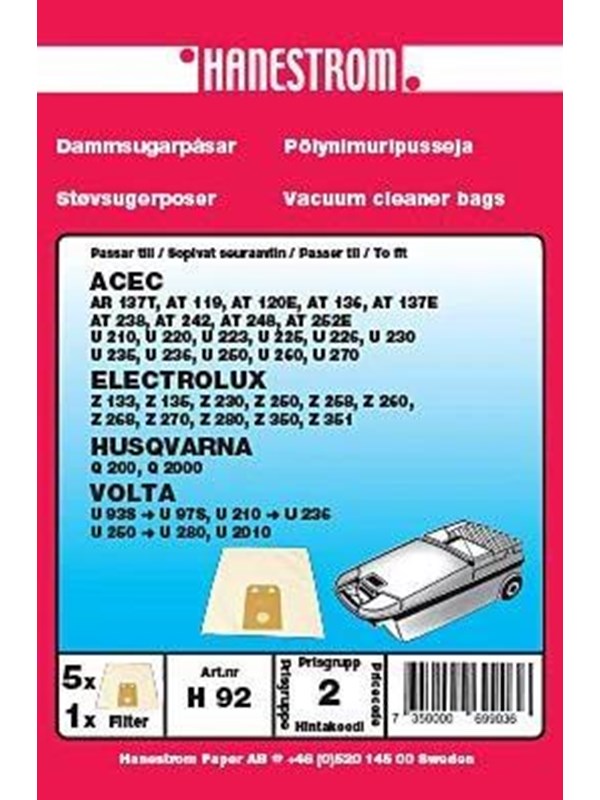 hanestroem VOLTA U 250-U 280 Vacuum cleaner bags - 5 pcs