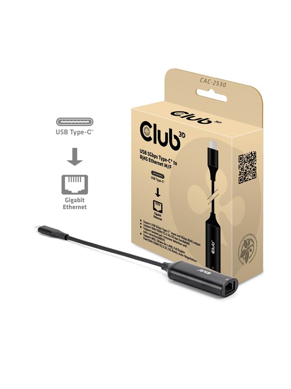 Club 3D CAC-2530 USB 5Gbps Type-C RJ45 Ethernet Adapter