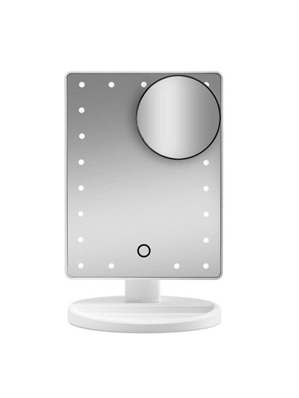 Gillian Jones Makeup Mirror with LED Light Touch Function and GWP Suction Cup Mirror - White