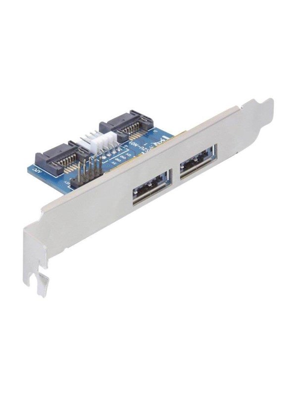 Produktfoto för Delock Slot bracket 2x eSATAp 5V/12V with Low Profile Bracket - Sats med lagringskablar - 4 pin intern effekt, SATA, 9-stifts USB-överdel till 11-stifts USB/eSATA (5/12 V)