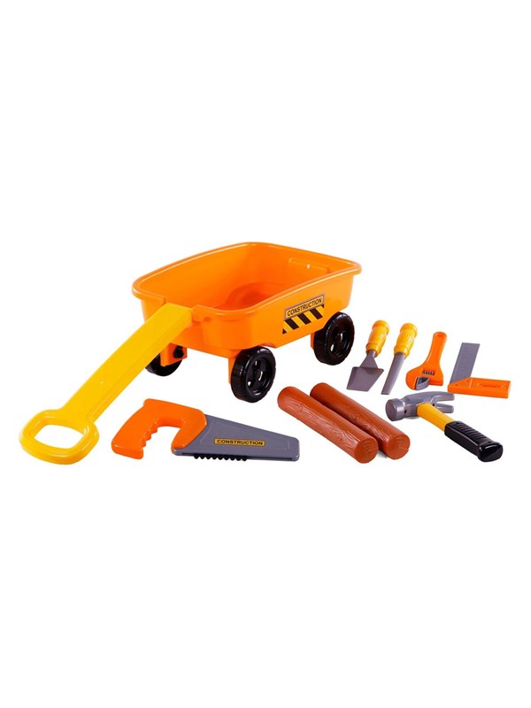 Cavallino Toys - Cavallino Bolderkar Orange with Tools and Tree Trunks 9pcs.