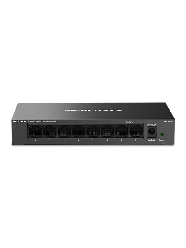 Produktfoto för Mercusys MS108GS, Ohanterad, Gigabit Ethernet (10/100/1000), Full duplex, Monteringsbar på väggen