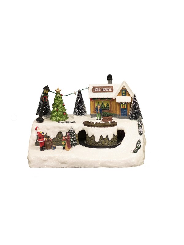 NORDIC WINTER Christmas town "Treehouse Town" w/lights & music
