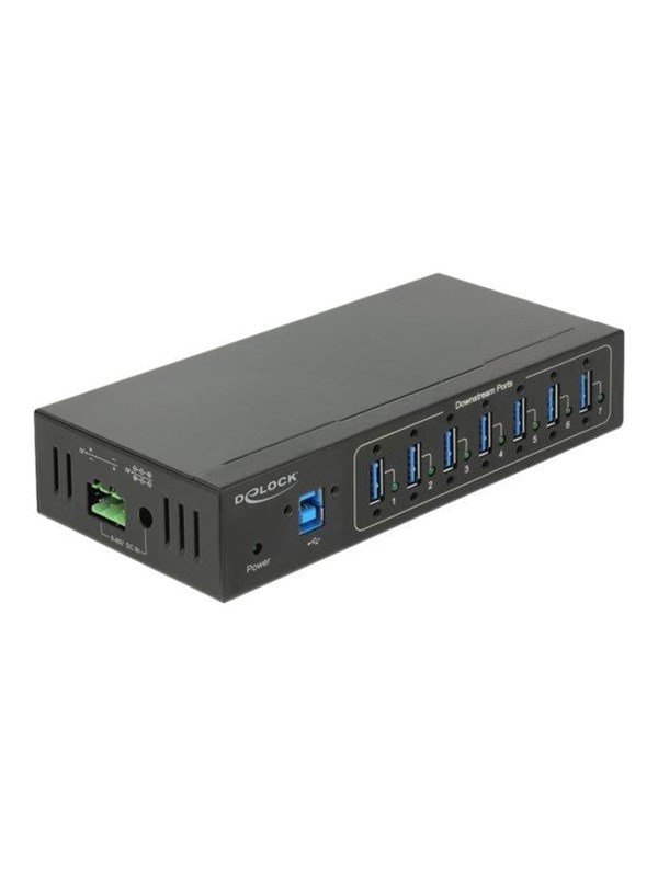 DeLOCK External Industry Hub 7 x USB 3.0 Type-A with 15 kV ESD protection USB Hub - USB 3.2 - 7 porte - Svart