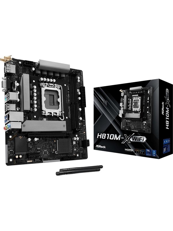 ASRock H810M-X WIFI Moderkort - Intel H810 - Intel LGA1851 - DDR5 RAM - Micro-ATX
