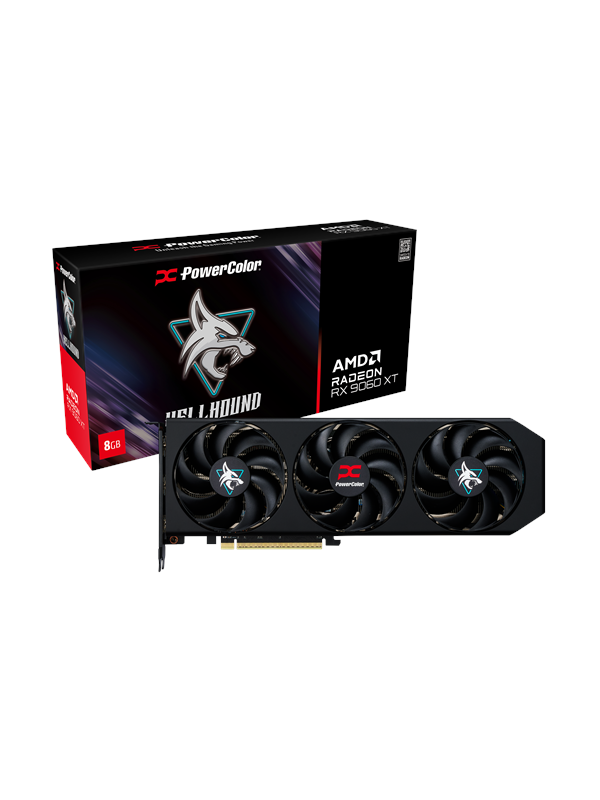 PowerColor Radeon RX 9060 XT Hellhound OC - 8GB GDDR6 RAM - Grafikkort