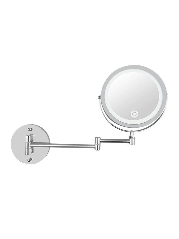 UNIQ LED Wall-Mounted Cosmetic Mirror with Articulating Arm and 5x Magnification